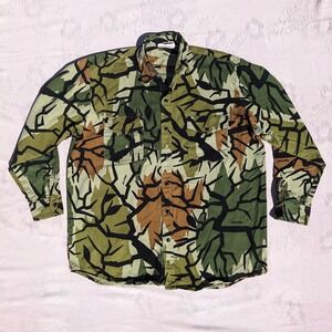 Vintage 90s Predator Camo Shirt Mens XL Button Up Hunting Long Sleeve Camouflage